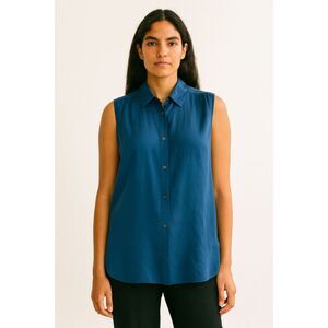 VINCE. Blue Sleeveless Collar Blouse Tank Top Shirt Women's Size Medium